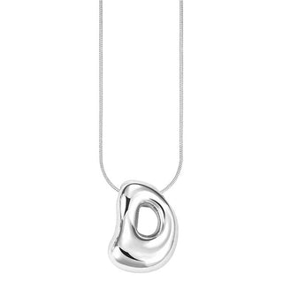 Silver bubble letter "D" pendant on silver cable chain