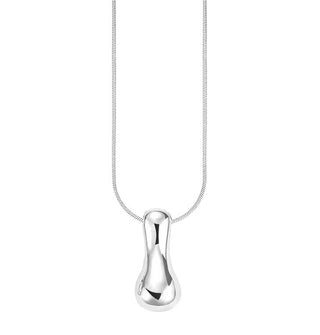 Silver bubble letter "I" pendant on silver cable chain