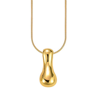 Gold bubble letter "I" pendant on gold cable chain