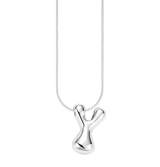 Silver bubble letter "Y" pendant on silver cable chain