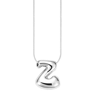 Silver bubble letter "Z" pendant on silver cable chain