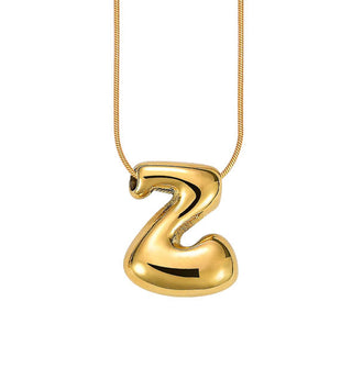 Gold bubble letter "Z" pendant on gold cable chain