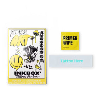 Contents of an Inkbox temporary tattoo kit