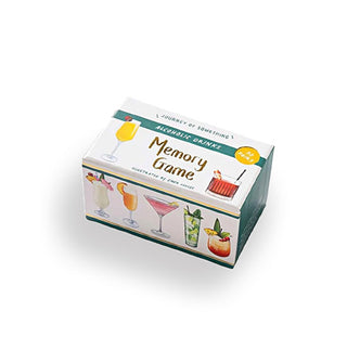 Alcoholic Drinks Memory Game box features colorful illustrations of classic cocktails on a white background with teal accents