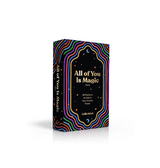 Black box of All of You Is Magic cards with multicolored lined border and gold lettering