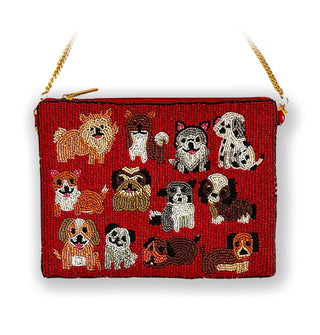 All the Dogs Beaded Crossbody Purse