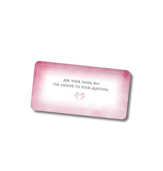 Rectangular pink card says, "Ask your inner self the answer to your question"