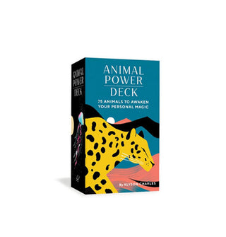 Blue Animal Power Deck box features a stylized illustration of a cheetah roaming a rolling landscape at sunrise or sunset