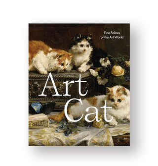 Cover of Art Cat: Fine Felines of the Art World features a classical painting of three fluffy kittens sprawled out on a tabletop