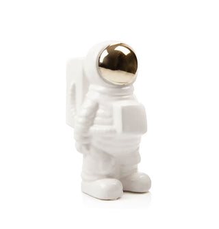 White ceramic astronaut vase with reflective gold helmet visor detail