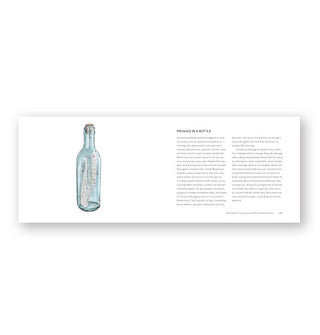 Page spread from The Beachcomber's Companion featured a page of text alongside an illustrated bottle