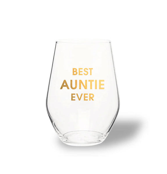 Best Auntie Ever Wine Stemless Glass – Love & Hemlock