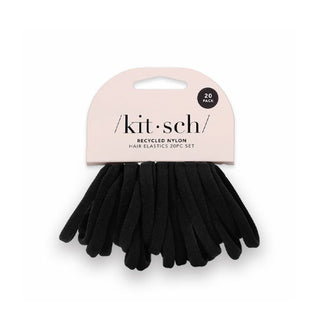 Collection of 20 black Recycled Nylon Hair Elastics by Kitsch on light pink product card