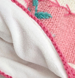 Fleece interior of knit beanie