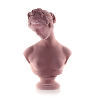 Light pink felt-covered Greek-inspired bust sculpture