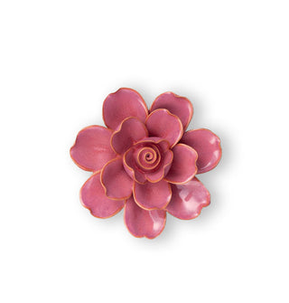Blush pink Tahitian gardenia ceramic flower wall art sculpture with yellowish edges