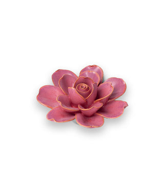 Blush pink Tahitian gardenia ceramic flower wall art sculpture with yellowish edges