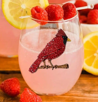 Jeweled Stemless Wine Glass: Cardinal