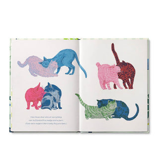Page spread from Cats Just Know features four illustrations of cats cuddling