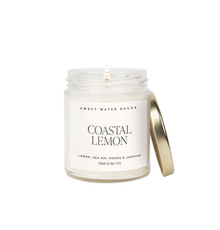 Coastal Lemon candle jar with gold lid removed