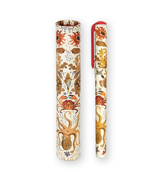 Pen printed with illustrated sea creatures alongside matching gift tube