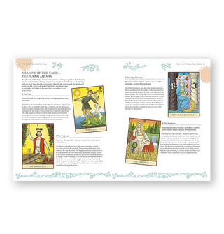 Page spread from Create Your Own Tarot Deck features a section titled, "Meaning of the Cards — The Major Arcana" with accompanying card illustrations