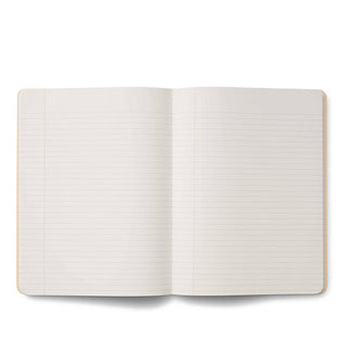 Notebook interior features ruled pages