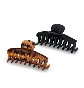 One matte brown tortoise and one matte black extra-large claw clip