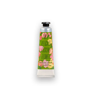 Silver 2 ounce tube of I'm a Delicate Fucking Flower Natural Hand Cream in English Rose With Clover & Elderflower fragrance