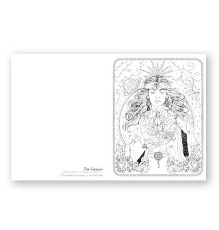 Illustration from Epic Love: A Romantasy Coloring Book titled, "The Conjurer"