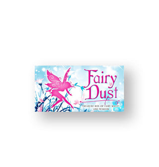 Fairy Dust: Treasure Box of Fairy Magic and Wisdom features illustration of a pink fairy silhouette cavorting among tall grass and flowers