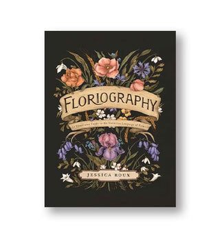 Black cover of Floriography by Jessica Roux with romantic floral illustrations