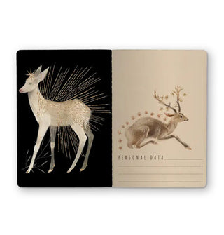 Notebook interior features deer illustrations with magical accents and space to write "Personal Data"