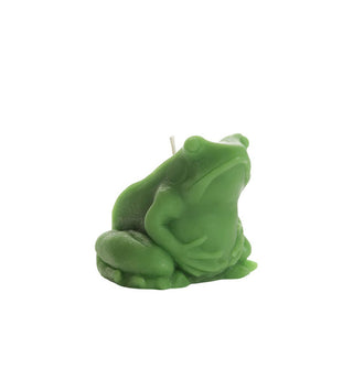 Green beeswax frog candle with white wick