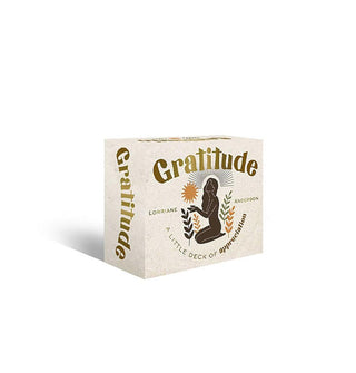 Box of Gratitude: A Little Deck of Appreciation cards with central illustration of a woman kneeling among ferns beneath the sun