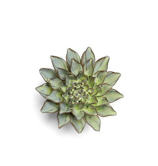 Green glazed ceramic aster flower sculpture