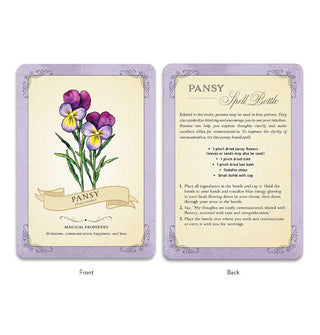 Front and back of the Pansy card from The Green Witch's Deck