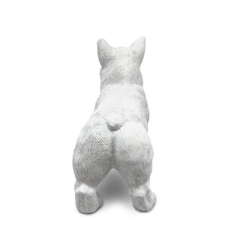 Back view of white corgi sculpture