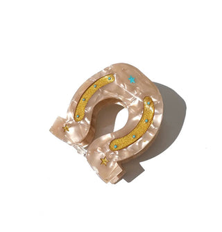 Solar Eclipse Hand-Painted Claw Clip: Horseshoe
