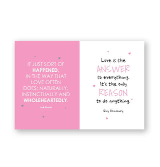 Page spread from I Love You So Mush features love-themed quotes among pink accents