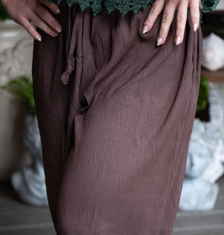 Brown pants with tie waist