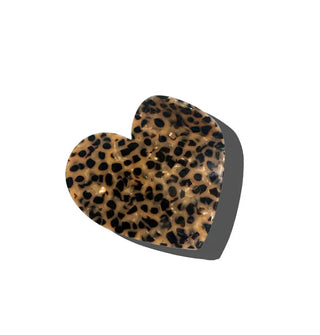 Brown and black speckled quartz-effect heart-shaped hair clip