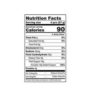 Gummy lips nutrition facts chart