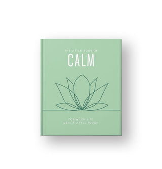 Light green cover of The Little Book of Calm: For When Life Gets a Little Tough features white lettering and a simple dark green line drawing of a lotus in the center