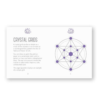 Page spread from The Little Book of Crystal Magic features a section titled, "Crystal Grids" with illustration