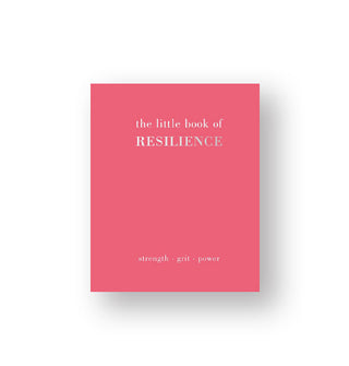 Coral-colored cover of The Little Book of Resilience (Strength, Grit, Power) with metallic silver lettering