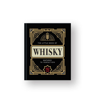 Black cover of The Little Book of Whisky: Matured to Perfection features an Art Deco-style gold border