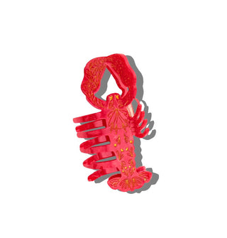 Red lobster hair claw clip with speckled and engraved details