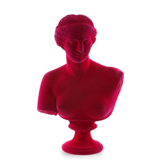 Reddish-pink felt-covered Greek-inspired bust sculpture