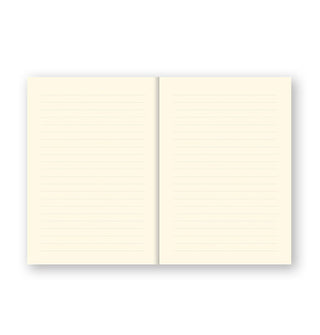 Blank white, lined pages of an opened journal